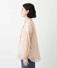 NHBGF86250 GIANNI LO GIUDICE(小さいサイズ)(メゾン ドゥ サンク) シアーストライプ前開きブラウス オレンジ