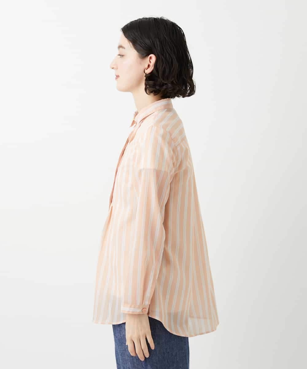 NHBGF86250 GIANNI LO GIUDICE(小さいサイズ)(メゾン ドゥ サンク) シアーストライプ前開きブラウス オレンジ