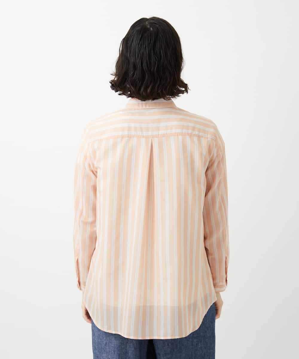 NHBGF86250 GIANNI LO GIUDICE(小さいサイズ)(メゾン ドゥ サンク) シアーストライプ前開きブラウス オレンジ