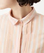 NHBGF86250 GIANNI LO GIUDICE(小さいサイズ)(メゾン ドゥ サンク) シアーストライプ前開きブラウス オレンジ