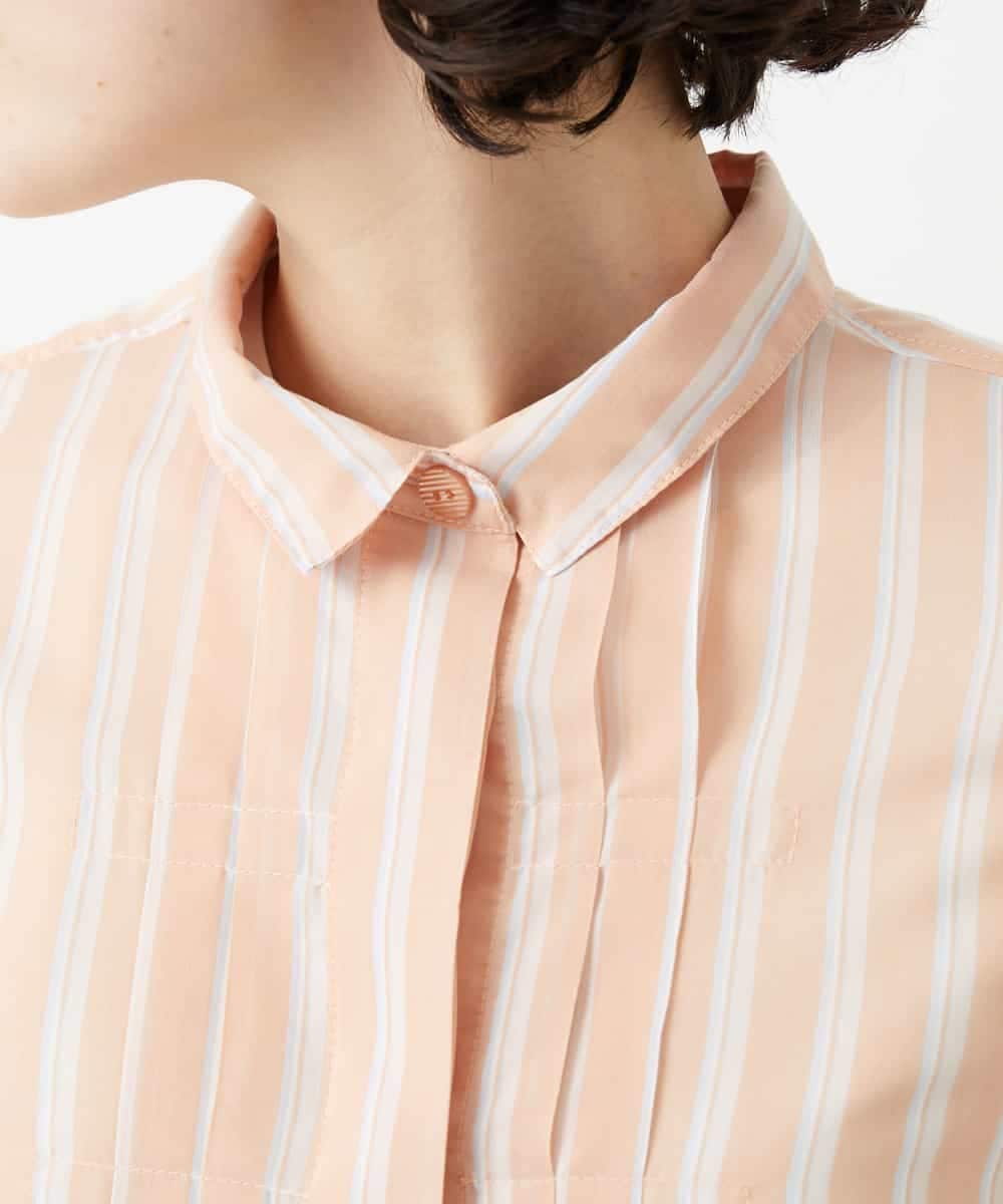 NHBGF86250 GIANNI LO GIUDICE(小さいサイズ)(メゾン ドゥ サンク) シアーストライプ前開きブラウス オレンジ