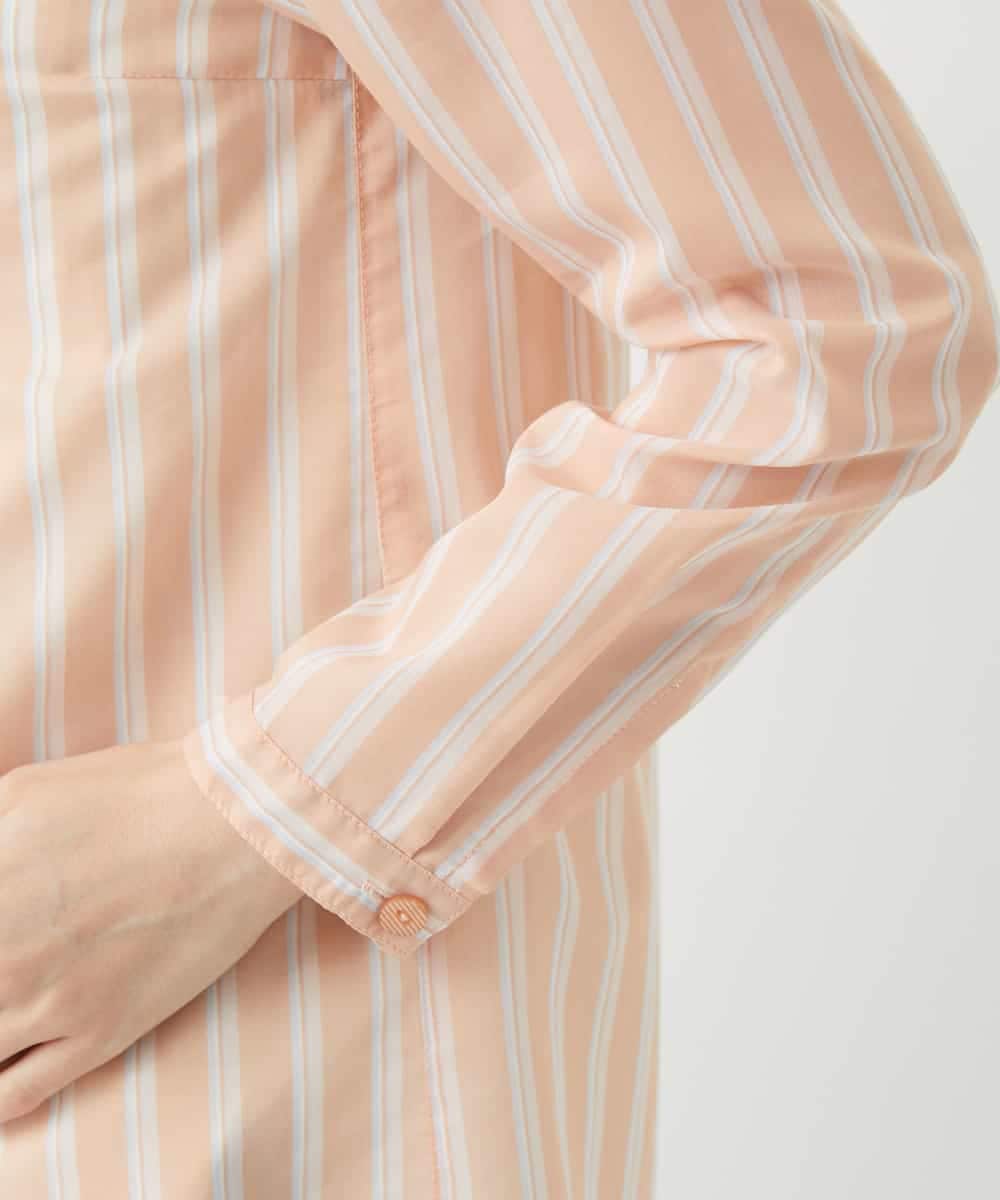 NHBGF86250 GIANNI LO GIUDICE(小さいサイズ)(メゾン ドゥ サンク) シアーストライプ前開きブラウス オレンジ