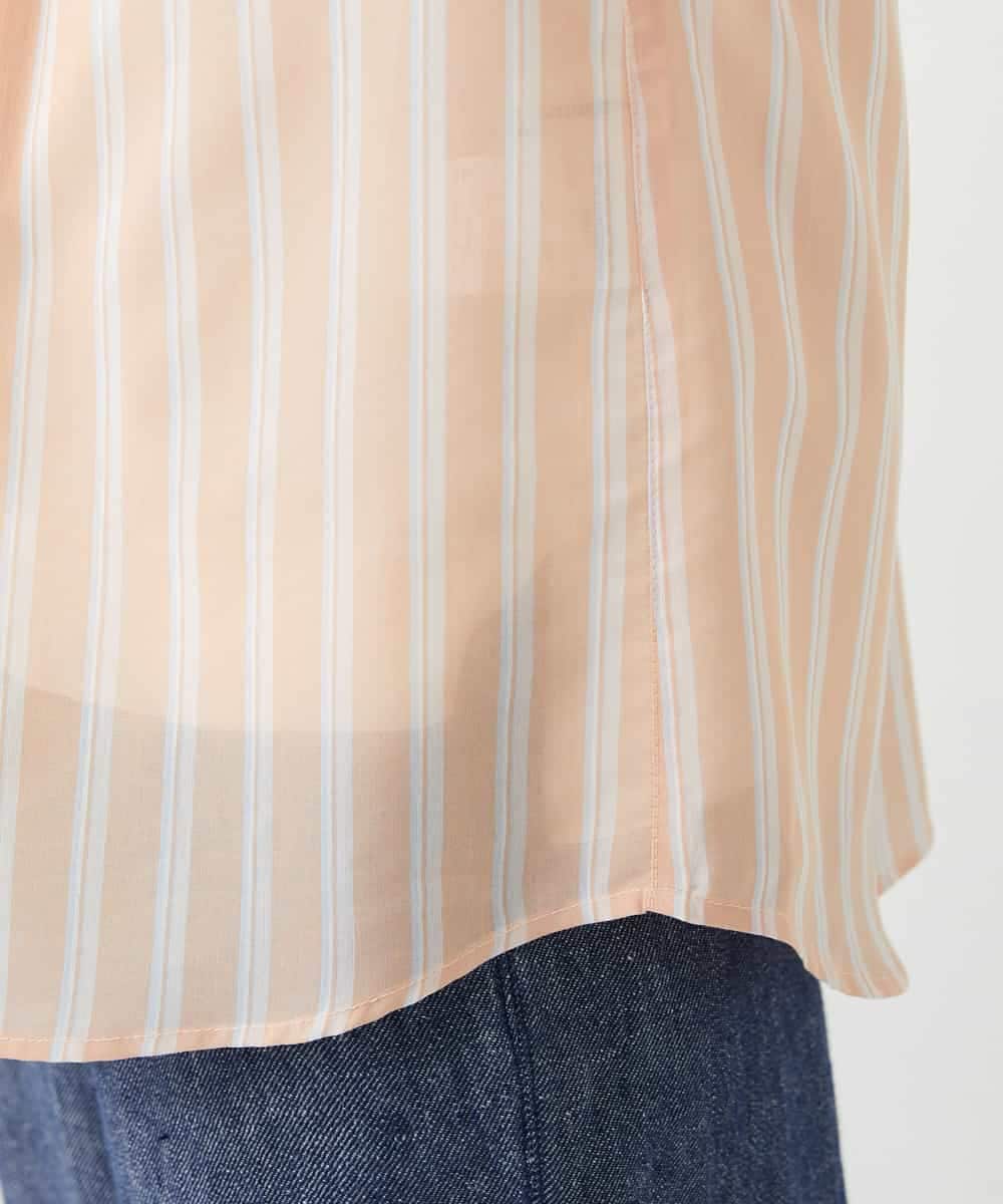 NHBGF86250 GIANNI LO GIUDICE(小さいサイズ)(メゾン ドゥ サンク) シアーストライプ前開きブラウス オレンジ