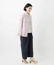 NHBGF86250 GIANNI LO GIUDICE(小さいサイズ)(メゾン ドゥ サンク) シアーストライプ前開きブラウス オレンジ