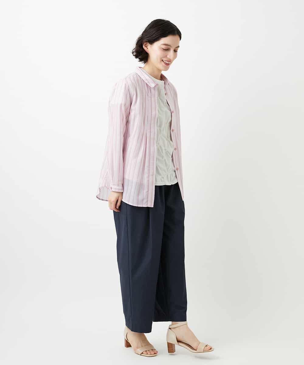 NHBGF86250 GIANNI LO GIUDICE(小さいサイズ)(メゾン ドゥ サンク) シアーストライプ前開きブラウス オレンジ