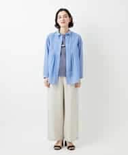 NHBGF86250 GIANNI LO GIUDICE(小さいサイズ)(メゾン ドゥ サンク) シアーストライプ前開きブラウス オレンジ