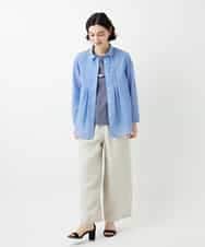 NHBGF86250 GIANNI LO GIUDICE(小さいサイズ)(メゾン ドゥ サンク) シアーストライプ前開きブラウス オレンジ