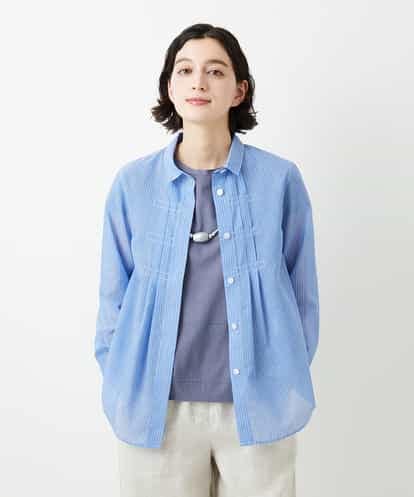 NHBGF86250 GIANNI LO GIUDICE(小さいサイズ) シアーストライプ前開きブラウス