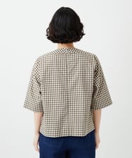 NHBGF87230 GIANNI LO GIUDICE(小さいサイズ)(メゾン ドゥ サンク) ステッチギンガムチェックプルオーバーブラウス カーキ