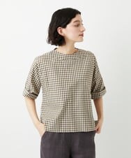 NHBGF87230 GIANNI LO GIUDICE(小さいサイズ)(メゾン ドゥ サンク) ステッチギンガムチェックプルオーバーブラウス カーキ