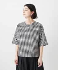 NHBGF87230 GIANNI LO GIUDICE(小さいサイズ)(メゾン ドゥ サンク) ステッチギンガムチェックプルオーバーブラウス カーキ