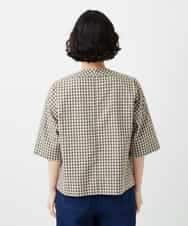 NHBGF87230 GIANNI LO GIUDICE(小さいサイズ)(メゾン ドゥ サンク) ステッチギンガムチェックプルオーバーブラウス カーキ