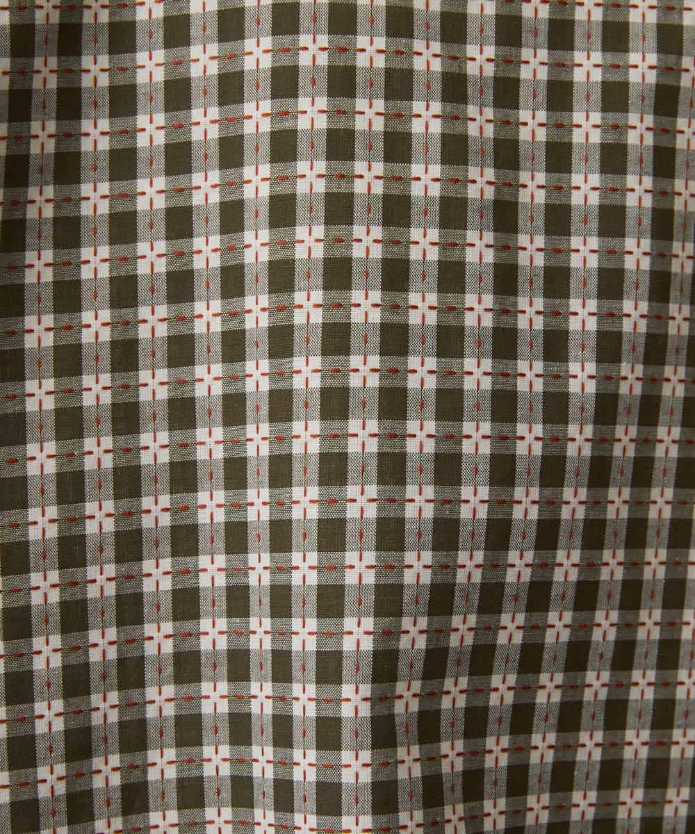 NHBGF87230 GIANNI LO GIUDICE(小さいサイズ)(メゾン ドゥ サンク) ステッチギンガムチェックプルオーバーブラウス カーキ