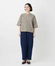 NHBGF87230 GIANNI LO GIUDICE(小さいサイズ)(メゾン ドゥ サンク) ステッチギンガムチェックプルオーバーブラウス カーキ