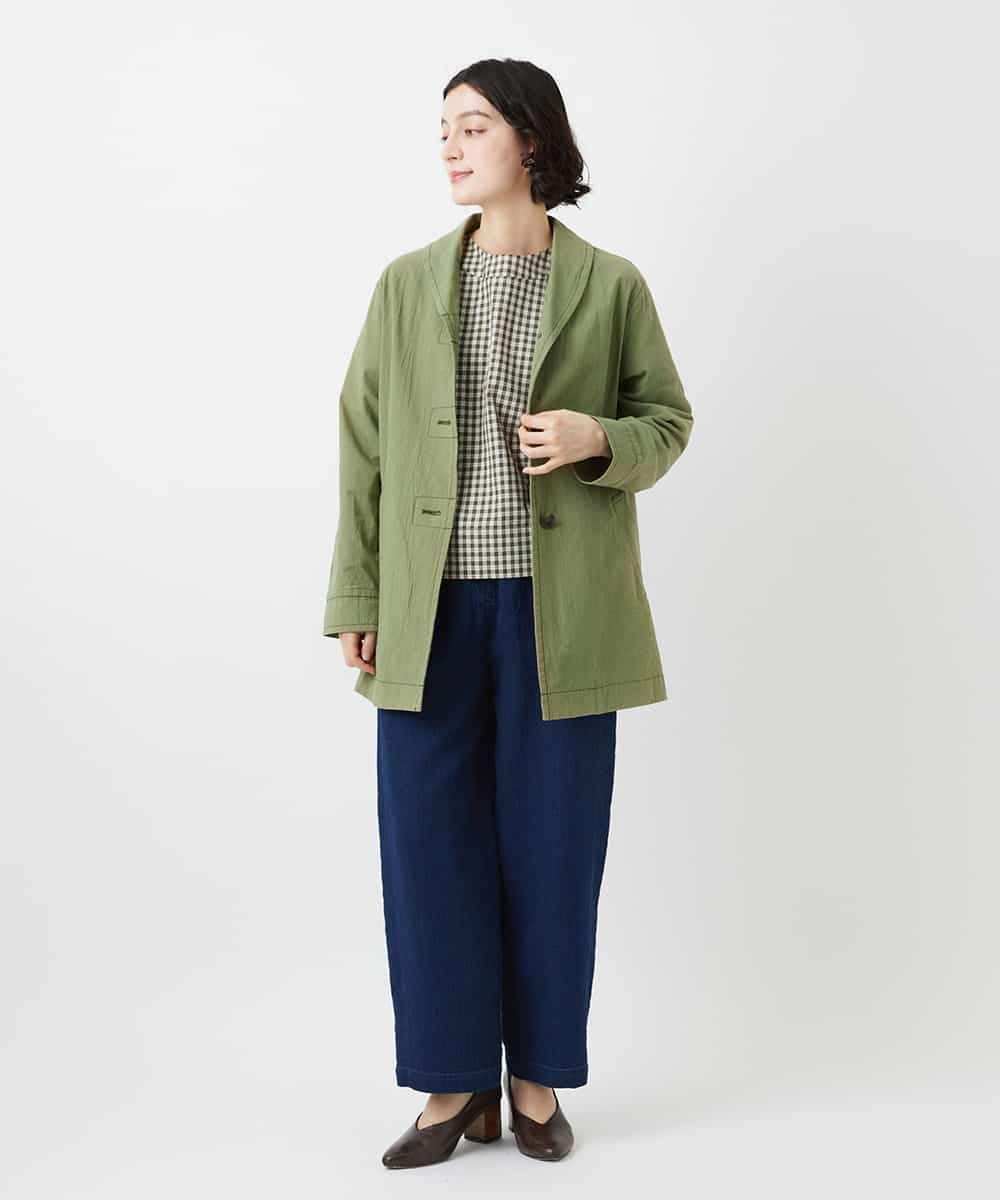 NHBGF87230 GIANNI LO GIUDICE(小さいサイズ)(メゾン ドゥ サンク) ステッチギンガムチェックプルオーバーブラウス カーキ