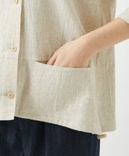 NHBGF88360 GIANNI LO GIUDICE(小さいサイズ)(メゾン ドゥ サンク) 千鳥格子柄リネンコットンブラウス ベージュ