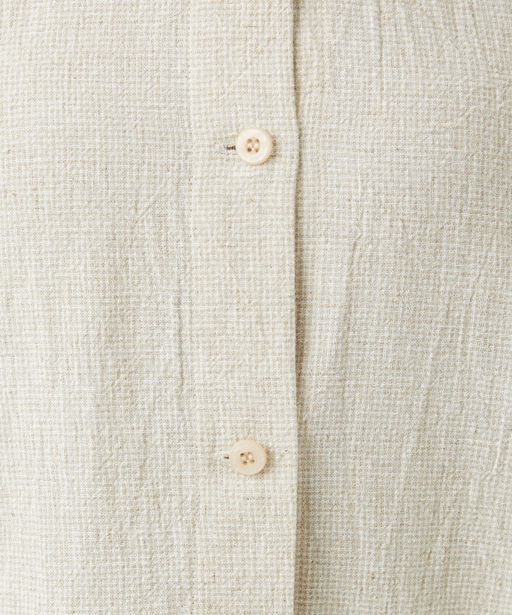 NHBGF88360 GIANNI LO GIUDICE(小さいサイズ)(メゾン ドゥ サンク) 千鳥格子柄リネンコットンブラウス ベージュ