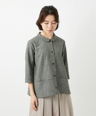 NHBGF88360 GIANNI LO GIUDICE(小さいサイズ)(メゾン ドゥ サンク) 千鳥格子柄リネンコットンブラウス ベージュ