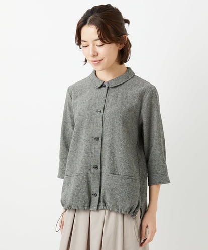 NHBGF88360 GIANNI LO GIUDICE(小さいサイズ) 千鳥格子柄リネンコットンブラウス