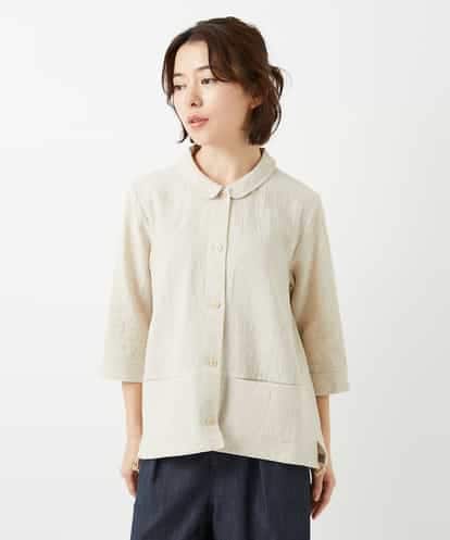 NHBGF88360  千鳥格子柄リネンコットンブラウス