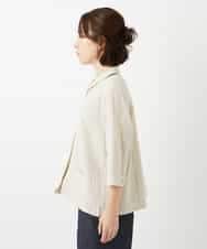 NHBGF88360 GIANNI LO GIUDICE(小さいサイズ)(メゾン ドゥ サンク) 千鳥格子柄リネンコットンブラウス ベージュ