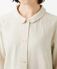 NHBGF88360 GIANNI LO GIUDICE(小さいサイズ)(メゾン ドゥ サンク) 千鳥格子柄リネンコットンブラウス ベージュ