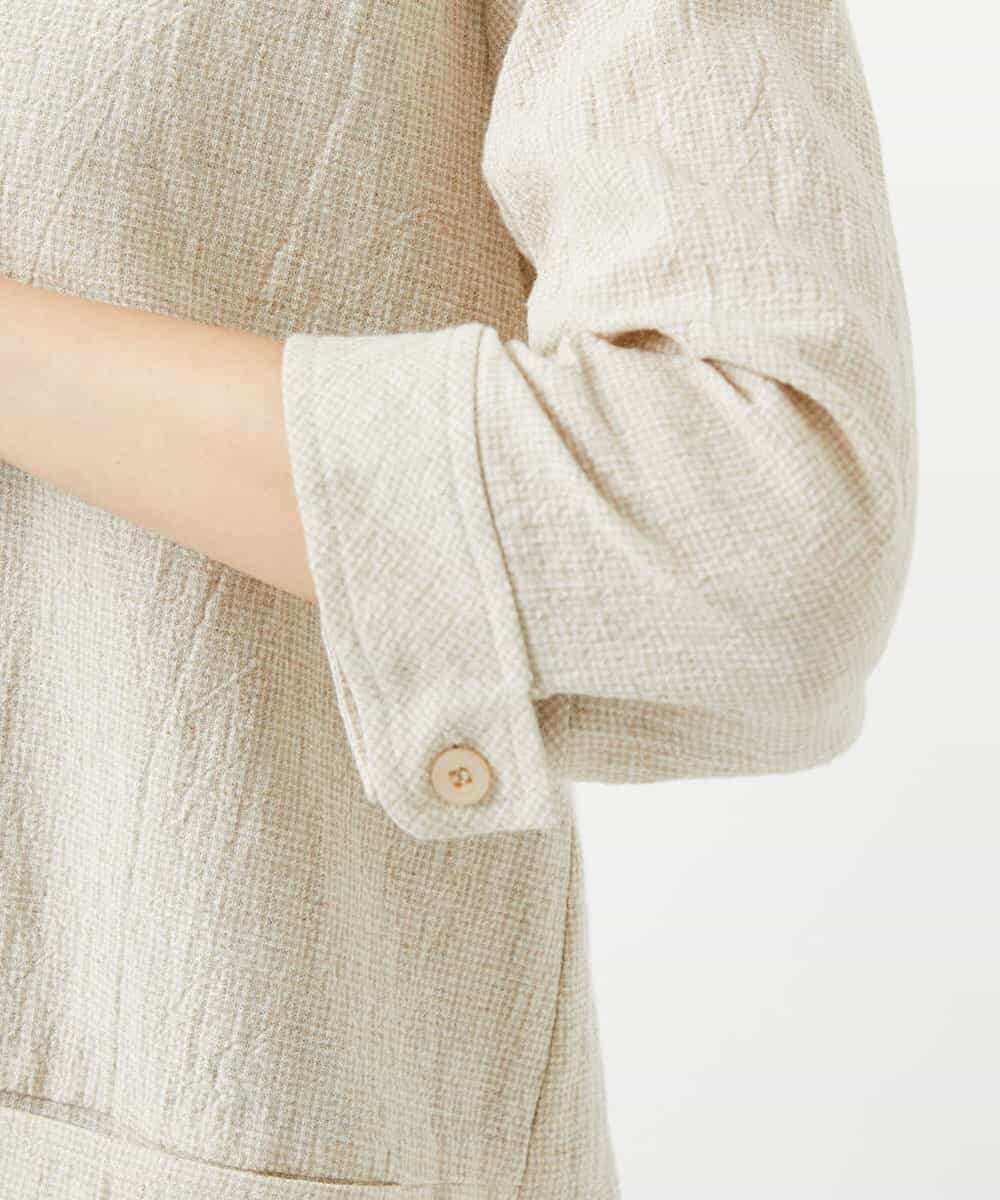 NHBGF88360 GIANNI LO GIUDICE(小さいサイズ)(メゾン ドゥ サンク) 千鳥格子柄リネンコットンブラウス ベージュ