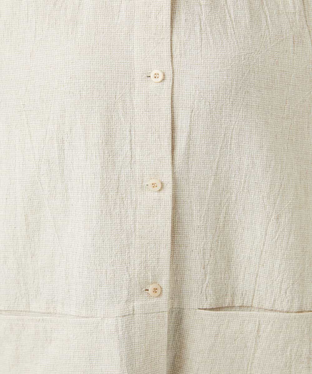 NHBGF88360 GIANNI LO GIUDICE(小さいサイズ)(メゾン ドゥ サンク) 千鳥格子柄リネンコットンブラウス ベージュ