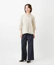 NHBGF88360 GIANNI LO GIUDICE(小さいサイズ)(メゾン ドゥ サンク) 千鳥格子柄リネンコットンブラウス ベージュ