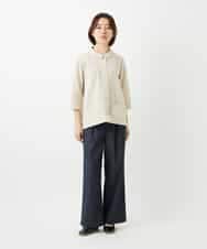 NHBGF88360 GIANNI LO GIUDICE(小さいサイズ)(メゾン ドゥ サンク) 千鳥格子柄リネンコットンブラウス ベージュ