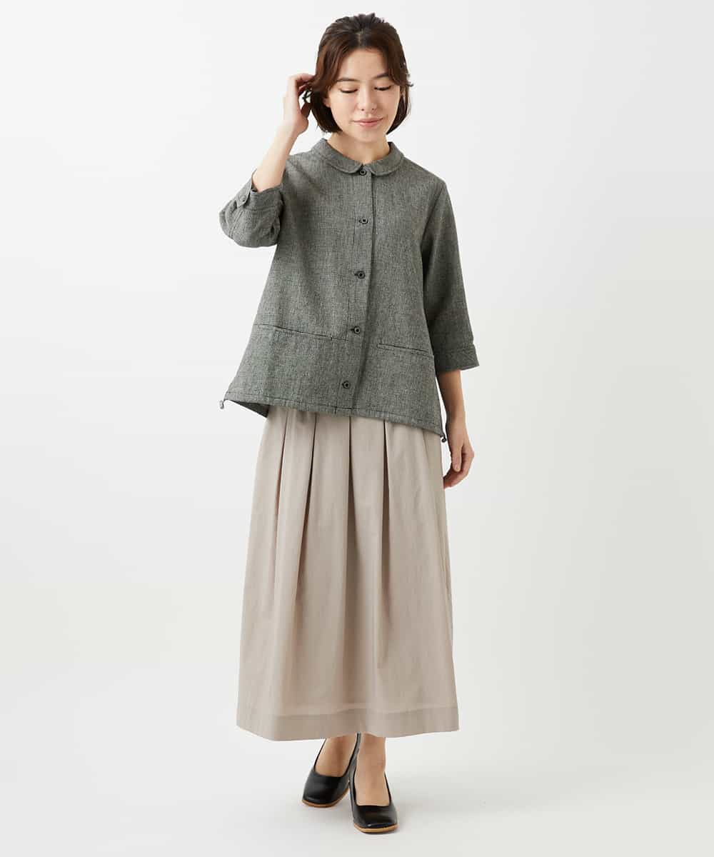 NHBGF88360 GIANNI LO GIUDICE(小さいサイズ)(メゾン ドゥ サンク) 千鳥格子柄リネンコットンブラウス ベージュ