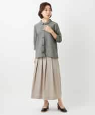 NHBGF88360 GIANNI LO GIUDICE(小さいサイズ)(メゾン ドゥ サンク) 千鳥格子柄リネンコットンブラウス ベージュ