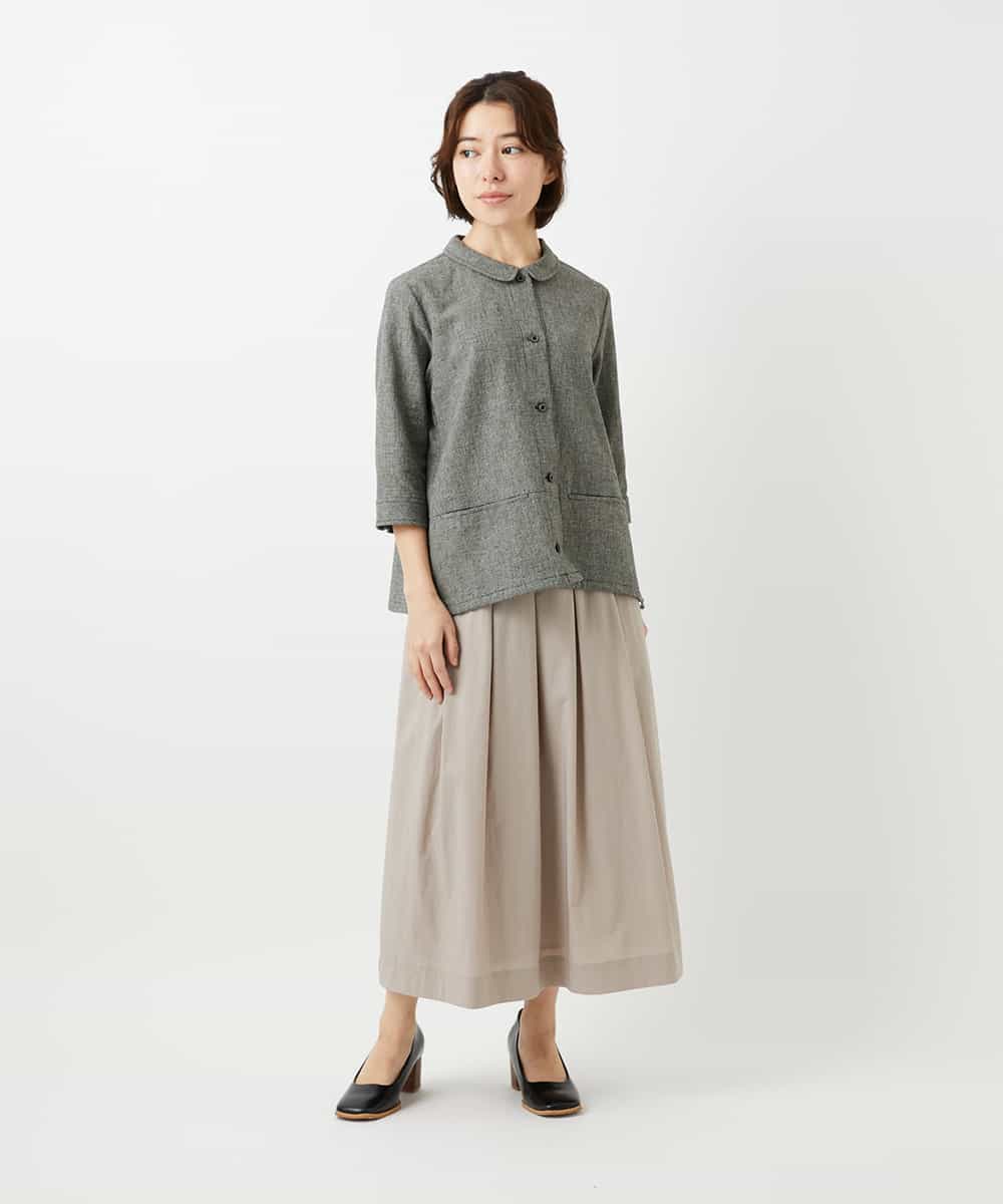 NHBGF88360 GIANNI LO GIUDICE(小さいサイズ)(メゾン ドゥ サンク) 千鳥格子柄リネンコットンブラウス ベージュ