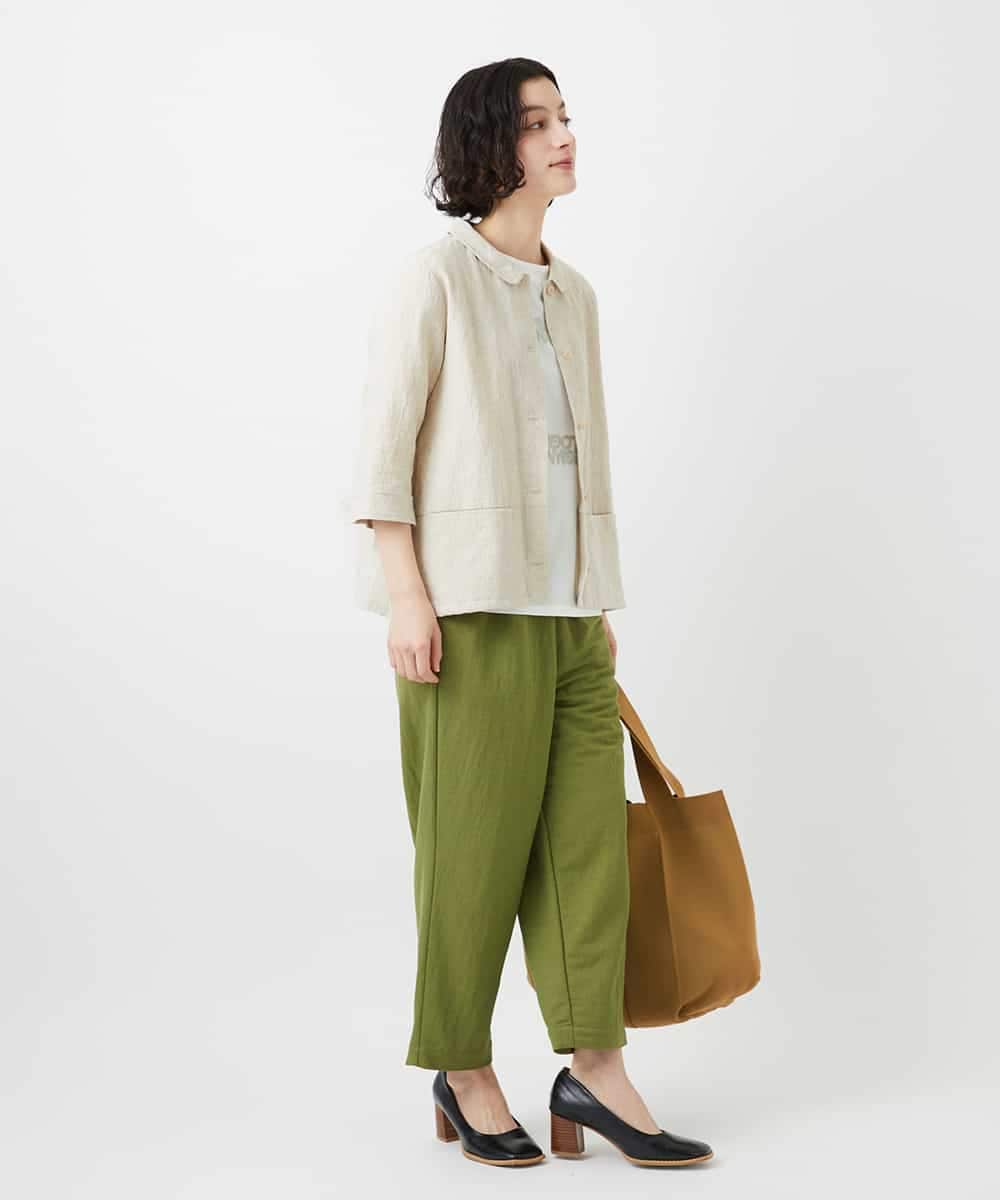 NHBGF88360 GIANNI LO GIUDICE(小さいサイズ)(メゾン ドゥ サンク) 千鳥格子柄リネンコットンブラウス ベージュ