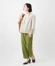 NHBGF88360 GIANNI LO GIUDICE(小さいサイズ)(メゾン ドゥ サンク) 千鳥格子柄リネンコットンブラウス ベージュ