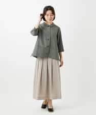 NHBGF88360 GIANNI LO GIUDICE(小さいサイズ)(メゾン ドゥ サンク) 千鳥格子柄リネンコットンブラウス ベージュ