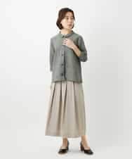 NHBGF88360 GIANNI LO GIUDICE(小さいサイズ)(メゾン ドゥ サンク) 千鳥格子柄リネンコットンブラウス ベージュ