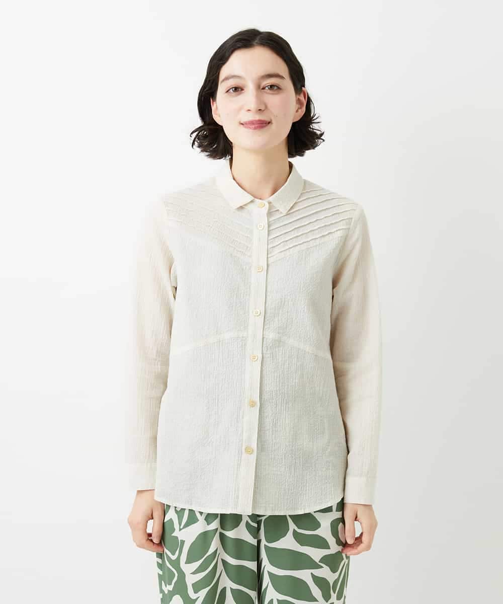 NHBGF89230 GIANNI LO GIUDICE(小さいサイズ)(メゾン ドゥ サンク) ピンタックブラウス オフホワイト