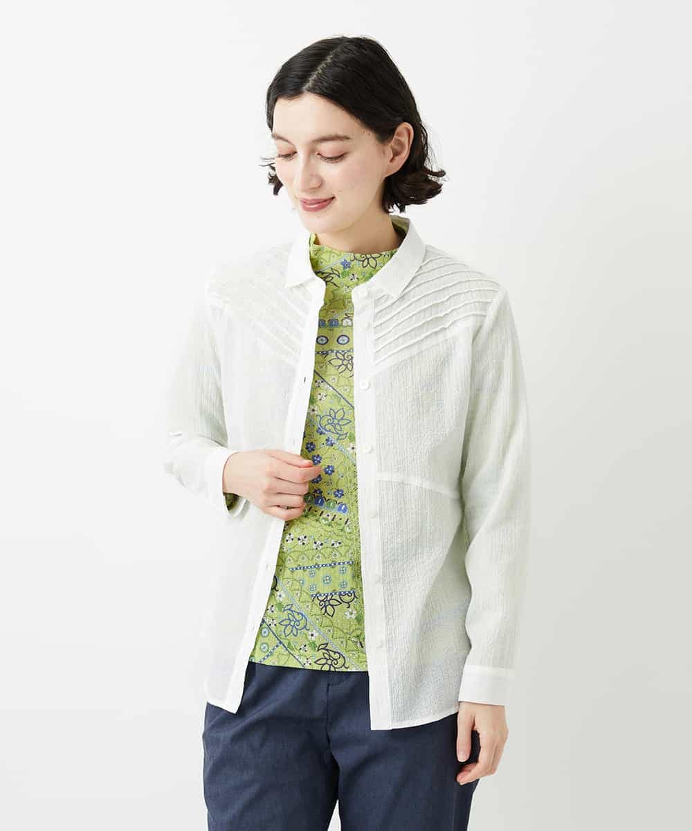 NHBGF89230 GIANNI LO GIUDICE(小さいサイズ)(メゾン ドゥ サンク) ピンタックブラウス オフホワイト