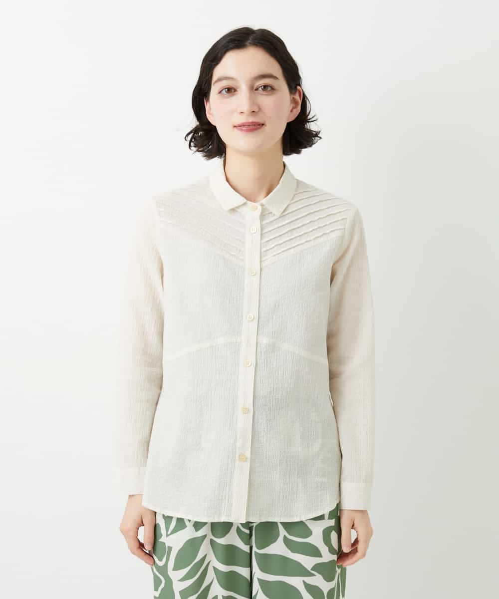 NHBGF89230 GIANNI LO GIUDICE(小さいサイズ)(メゾン ドゥ サンク) ピンタックブラウス オフホワイト