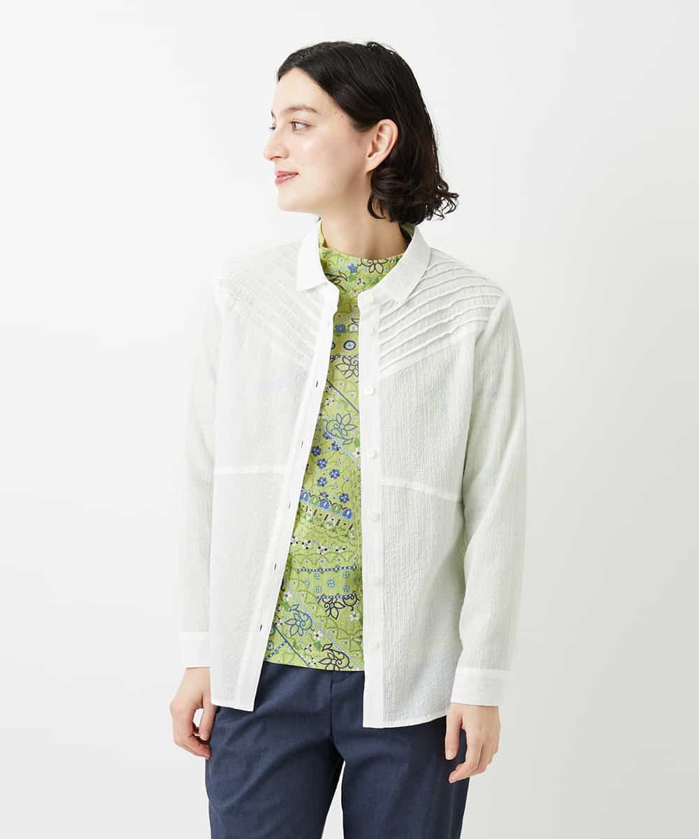 NHBGF89230 GIANNI LO GIUDICE(小さいサイズ)(メゾン ドゥ サンク) ピンタックブラウス ホワイト