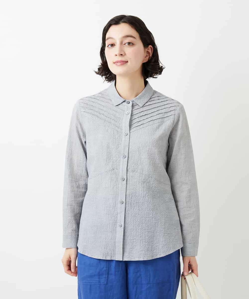 NHBGF89230 GIANNI LO GIUDICE(小さいサイズ)(メゾン ドゥ サンク) ピンタックブラウス ライトグレー