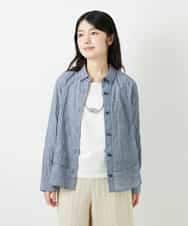 NHBGF90250 GIANNI LO GIUDICE(小さいサイズ)(メゾン ドゥ サンク) コットンシャーリングブラウス ネイビー