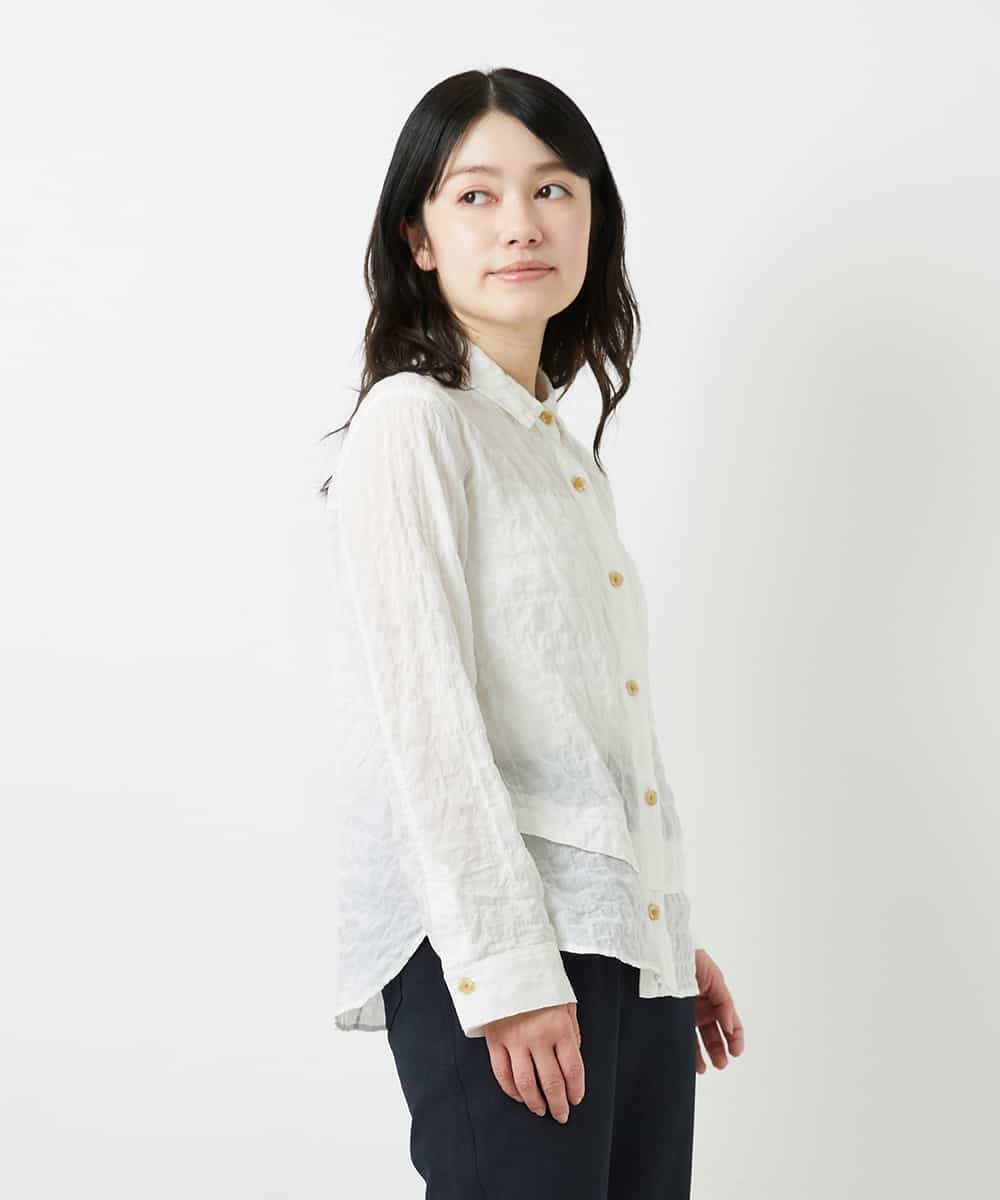 NHBGF90250 GIANNI LO GIUDICE(小さいサイズ)(メゾン ドゥ サンク) コットンシャーリングブラウス ネイビー