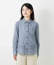 NHBGF90250 GIANNI LO GIUDICE(小さいサイズ)(メゾン ドゥ サンク) コットンシャーリングブラウス ネイビー