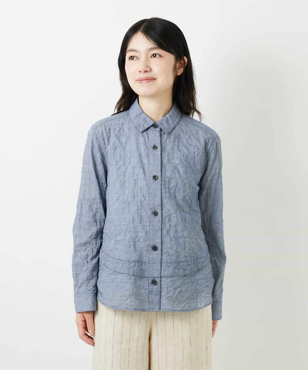 NHBGF90250 GIANNI LO GIUDICE(小さいサイズ)(メゾン ドゥ サンク) コットンシャーリングブラウス ネイビー