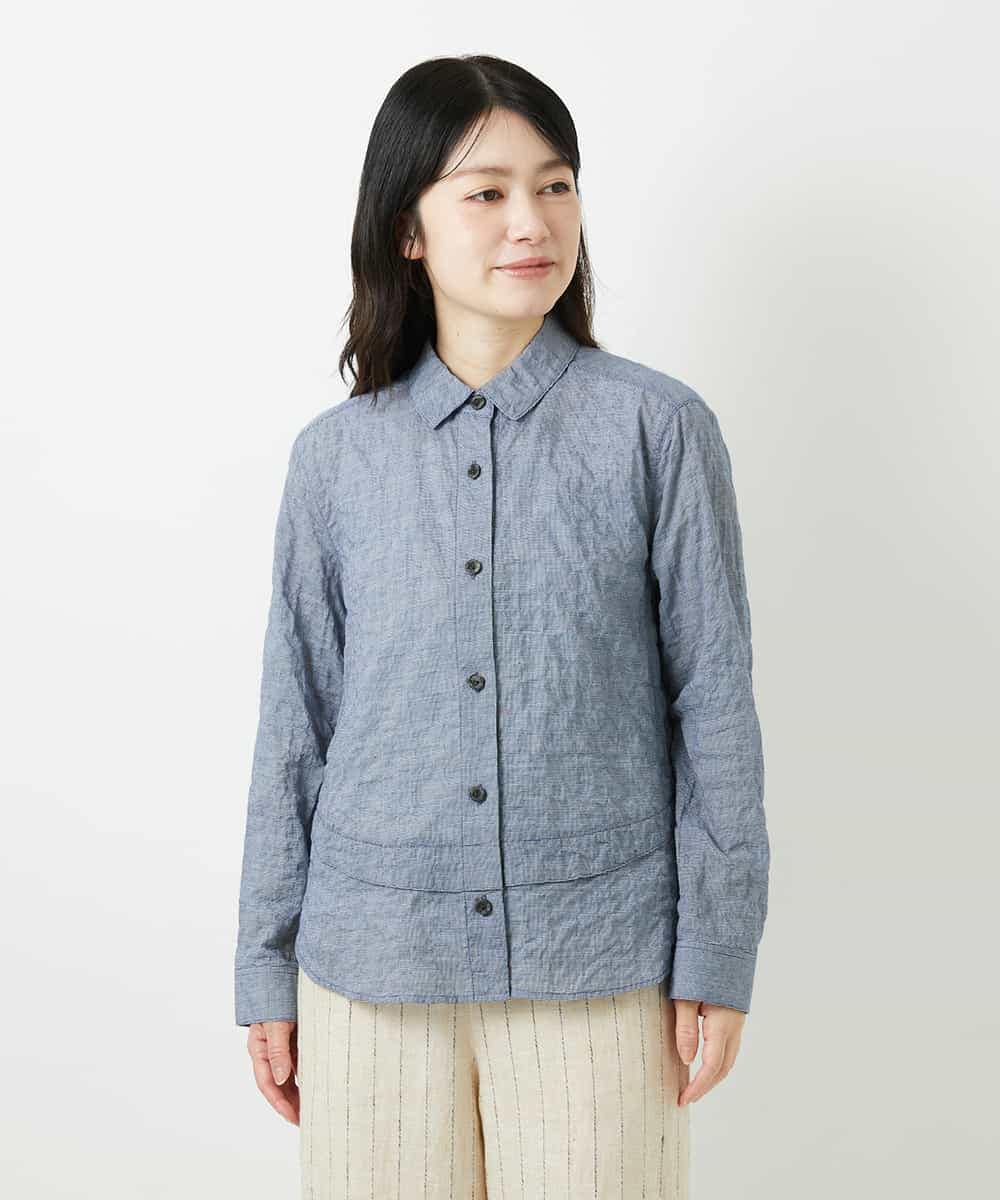 NHBGF90250 GIANNI LO GIUDICE(小さいサイズ)(メゾン ドゥ サンク) コットンシャーリングブラウス ネイビー