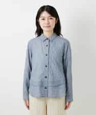 NHBGF90250 GIANNI LO GIUDICE(小さいサイズ)(メゾン ドゥ サンク) コットンシャーリングブラウス ネイビー