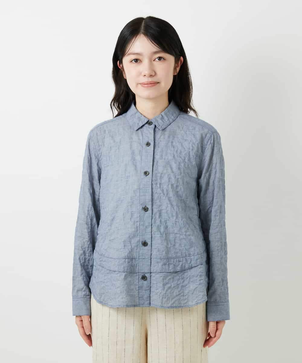 NHBGF90250 GIANNI LO GIUDICE(小さいサイズ)(メゾン ドゥ サンク) コットンシャーリングブラウス ネイビー