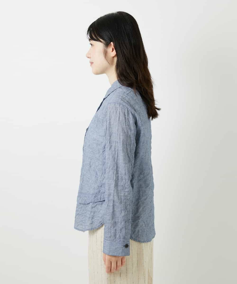 NHBGF90250 GIANNI LO GIUDICE(小さいサイズ)(メゾン ドゥ サンク) コットンシャーリングブラウス ネイビー